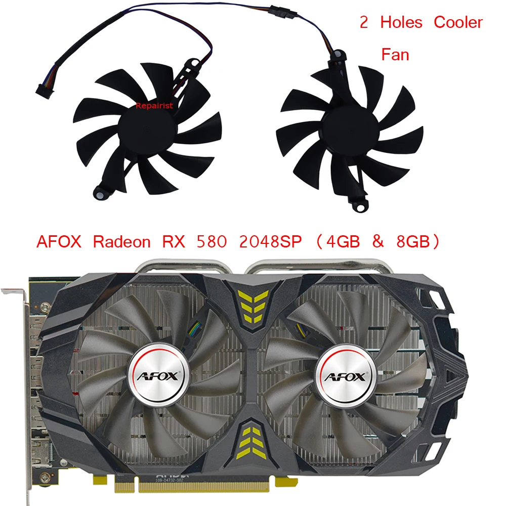 Conjunto Gpu Cooler85 mm de Diâmetro para 51risc Rx6600mpara Alseye Rx580 para Afox Rx580 para Ziway rx 580 Substitua Fl8015 12vb Pcs - Imagem 3