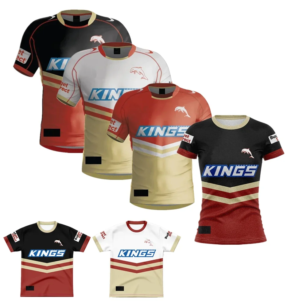 LANGMAO Dolphins Rugby Jersey Man KIDS Children Woman Rugby Shirt Australia Dolphins Jerseys Name And Number T-S