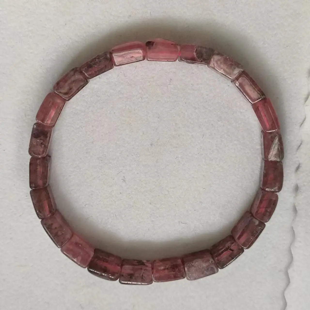 1pcs/lot Natural Rhodolite Bracelet square beads pink water female retro accessories gem jewelry amulet folk-custom high quality
