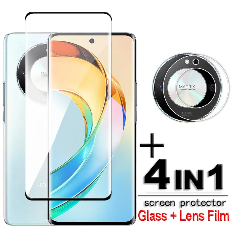 For Honor X50 Glass For Honor X50 5G Tempered Glass 3D Curved Full Cover Screen Protector For Honor X50 5G Lens Film 6.78 inch гидрогелевая пленка для realme x50 pro 5g реалми x50 про 5g на весь экран с вырезом под камеру матовая