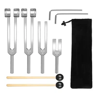 Tuning Fork Set (128Hz, 136.1Hz, 512Hz,4096Hz) of Tuning Forks with Reflex Hammer for Healing Chakra Set Healing Musical 1
