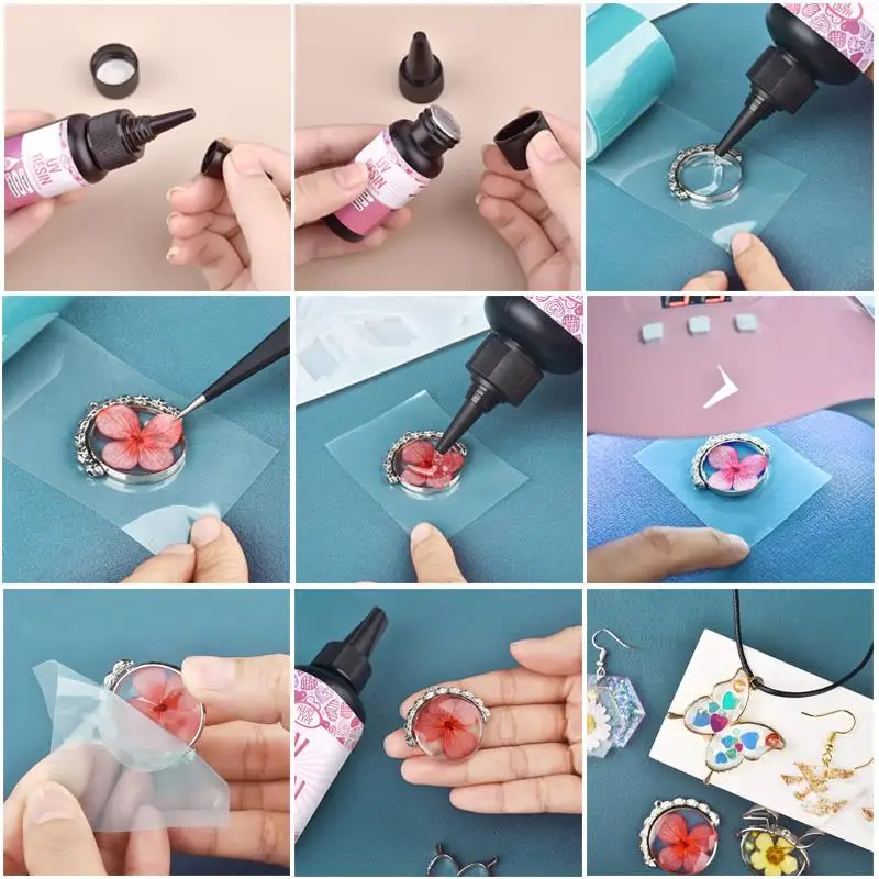 UV Resin Glue Ultraviolet Curing Quick Drying Transparent Epoxy Resin UV Glue DIY Resin Jewelry Making Supplies Tools UV Lamp