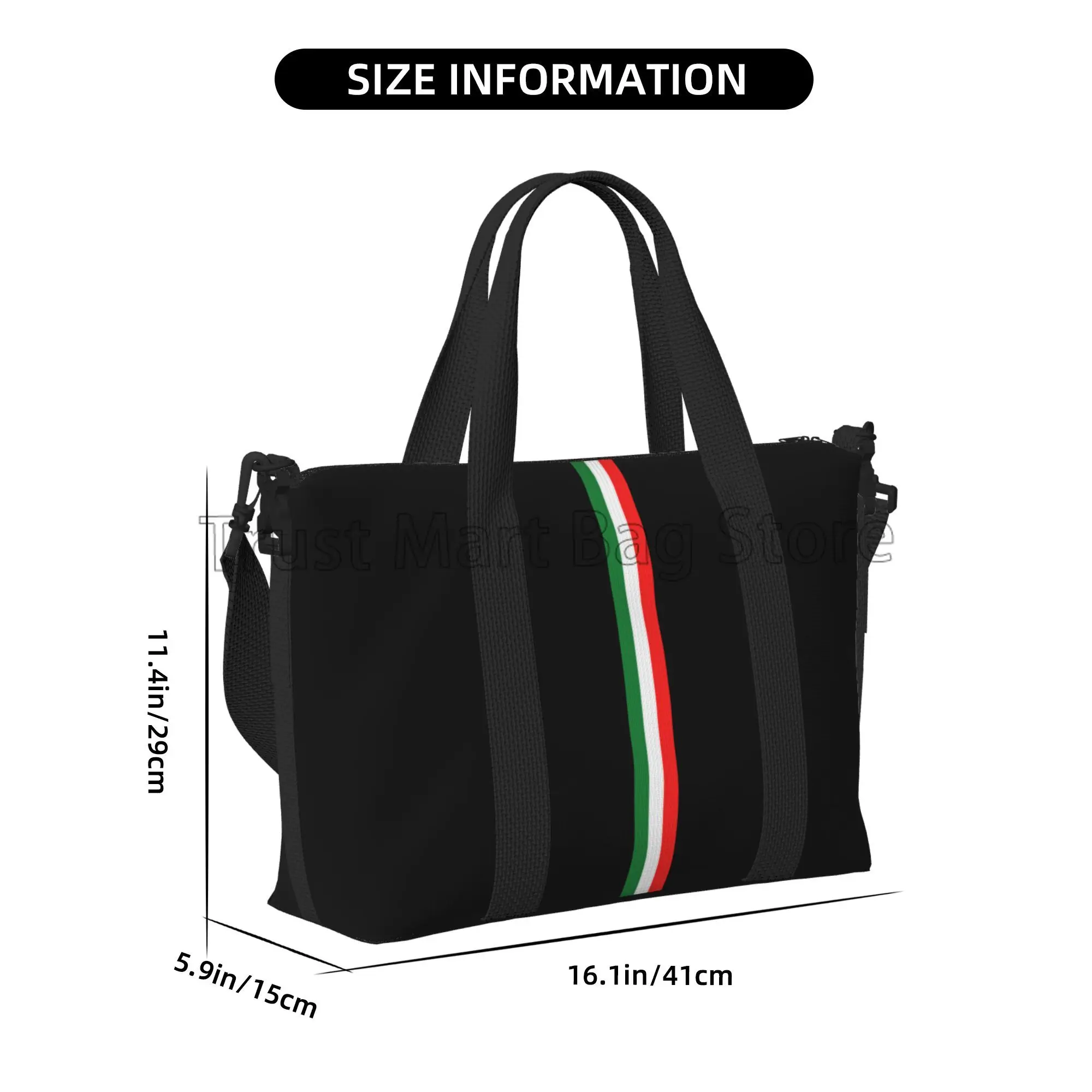 Italian Flag Print Duffle Bag for Travel Unisex Handbag Shoulder Bag for Sports Gym Yoga Waterproof Weekender Overnight Bags