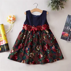 Enchanting Corduroy Floral Dress for Girls - Seasonal Fashion Wear (Flower)