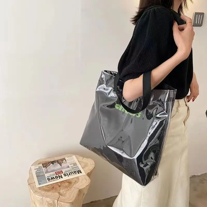 

New waterproof PVC Transparent Clear Bag Summer Tote Beach Bag Water-Resistant Shopping Market Bag Shoulder Bag Handbag Gift