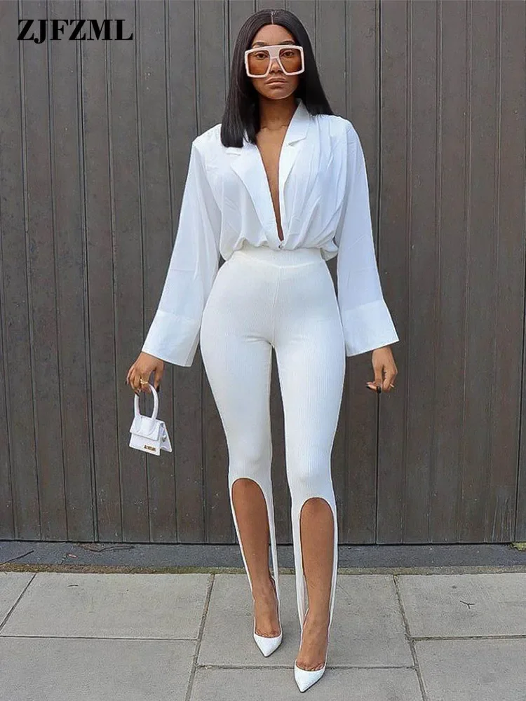 

Black White Elastic Hight Ribbed Pencil Pant for Women Sexy High Waist Side Hollow Out Skinny Legging Streetwear Female Trouser