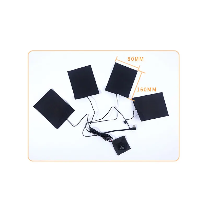 Heated Jacket Heated Gloves Pad 4 in 1 USB Heated Pads Waterproof Carbon Fiber Temperature Adjustable Foldable Vest Jacket Clothes Heating Winter Warmer Pad