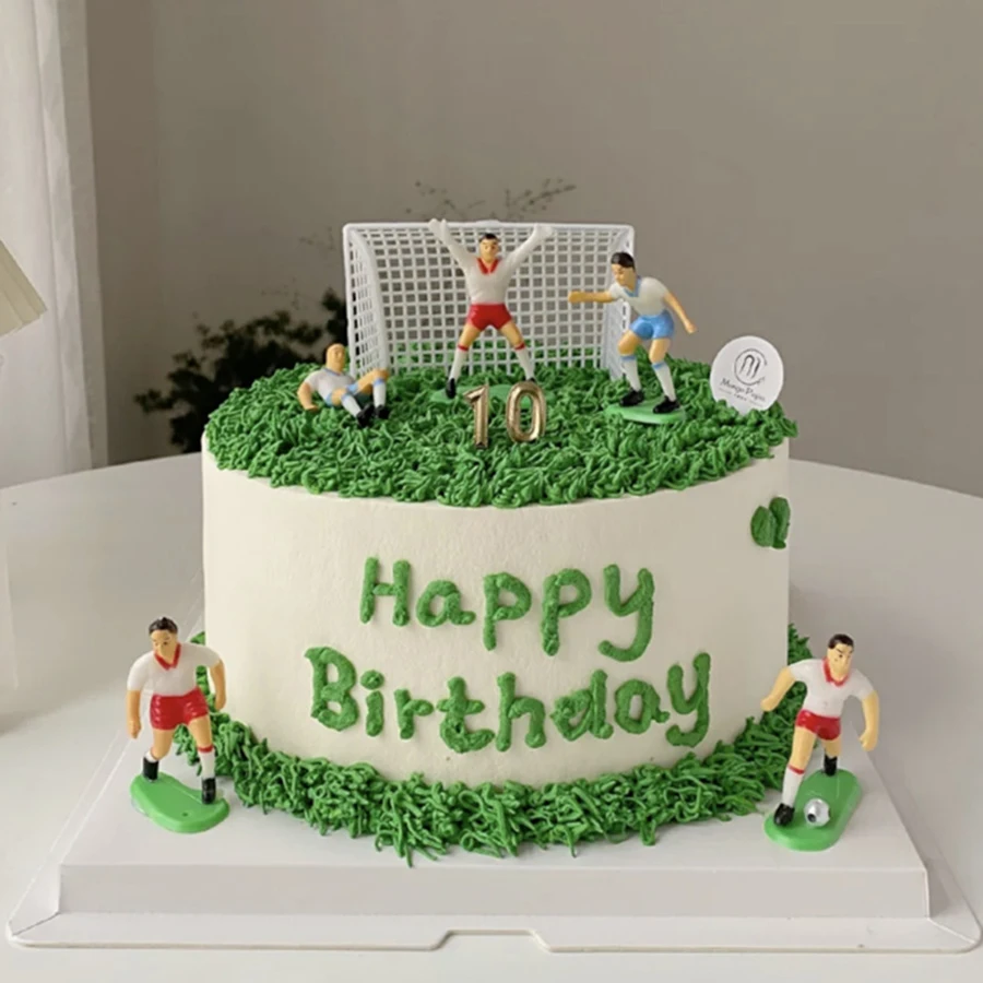 9pcs/set Football Boy Cake Decoration Soccer Field Players Doll Cupcake Topper Happy Birthday Party Decor Sports Kids Boy