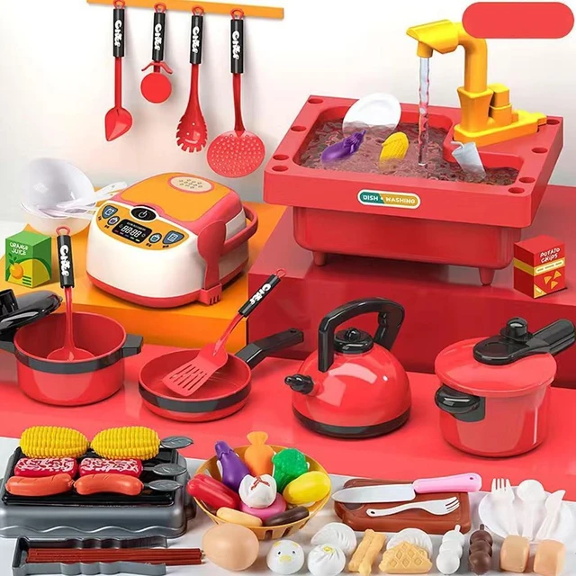 22/23 pçs jogar casa brinquedos de cozinha simulação utensílios de cozinha  educação precoce vermelho simulação cozinha casa de jogo para crianças  menina cozinhar - AliExpress