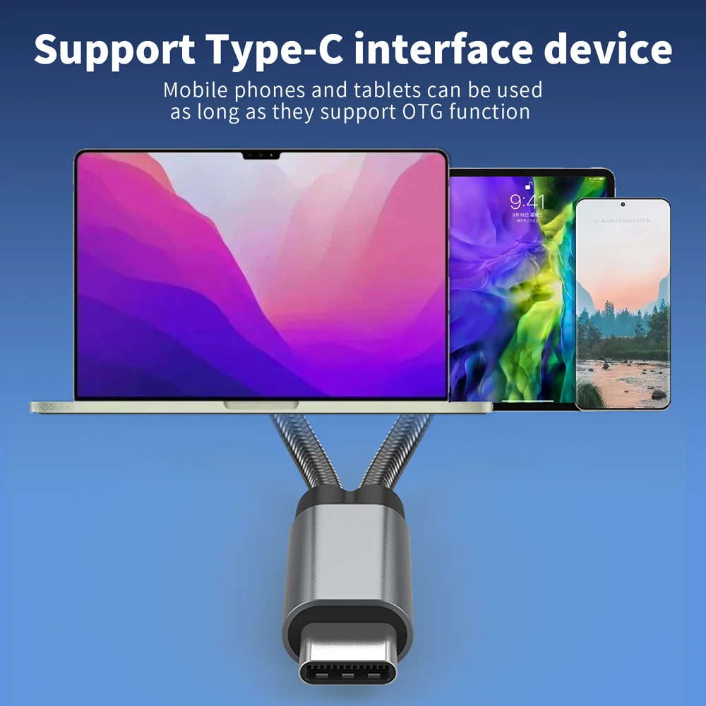PD 60W 타입 C to USB 어댑터 USB-C OTG 2 in 1 컨버터 블루투스 마우스 키보드 연장용