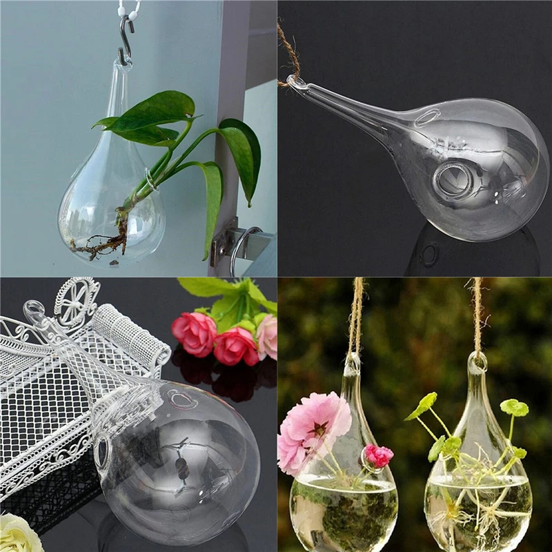 Glas Hängen Vase Blume Pflanzer Container Topf Klare Kugelförmige Hydrokultur Flasche Terrarium Für Pflanze Blume Dekoration