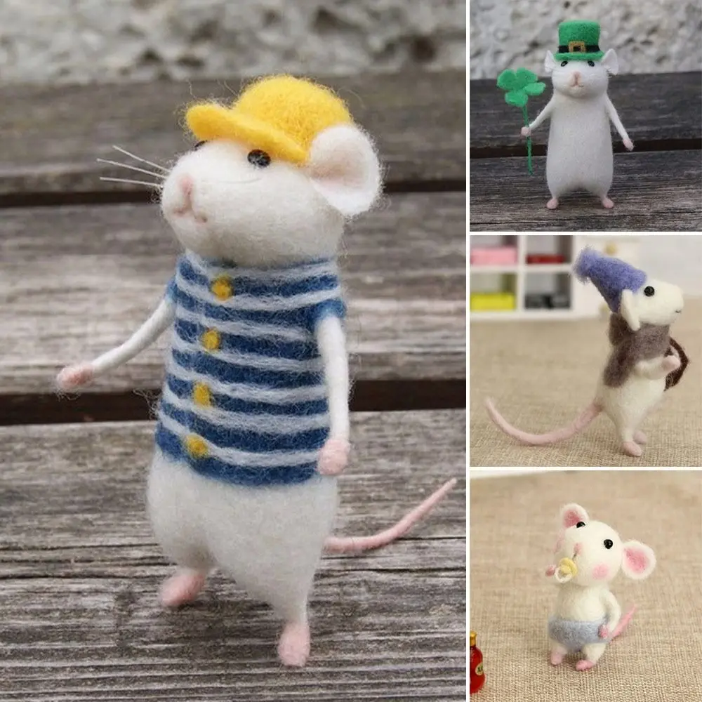 

Non-Finished Wool Kits Gift Material Bag Mouse Wool Felting Mouse Ornament Felt Toy Doll