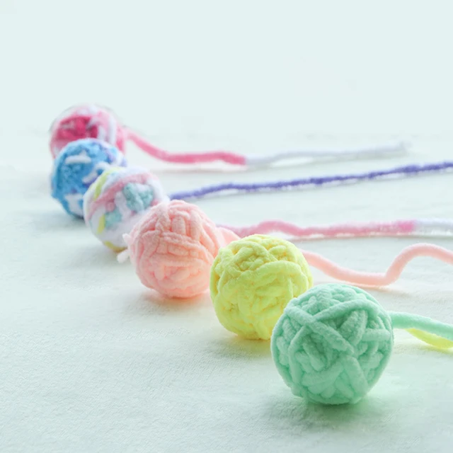 MADDEN Funny Cat Toys Colorful Yarn Balls with Bell Sounding Interactive Chewing Toy for Kitten Stuffed Toy Ball Cat Supplies 2