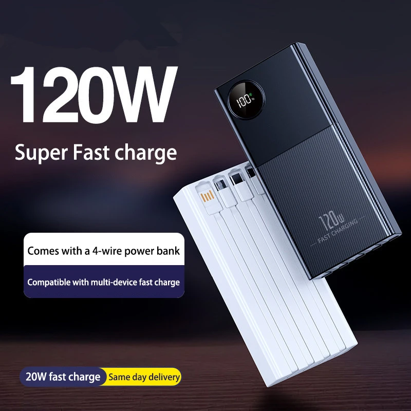 50000 mAh Fast Charging Power Bank Large Capacity Portable 66W Chargers With Four Cable Power Banks External Battery For Xiaomi