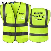 DIY Logo Nighttime Traffic Environment Hygiene Garden Architecture Multi Pocket Reflective Protective Clothing Reflective Coat 1