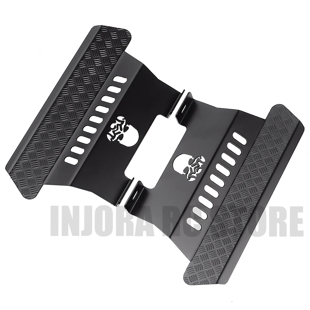 2Pcs Nero In Metallo Pedale Del Lato Piatto Con Il Modello Del Cranio Per 1/10 Rc Crawler Axial Scx10 Rc Crawler Auto