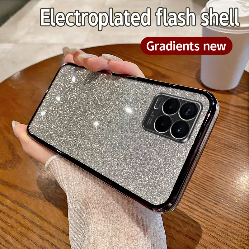 Luxury Electroplated Glitter Clear Phone Case with Soft TPU Bumper