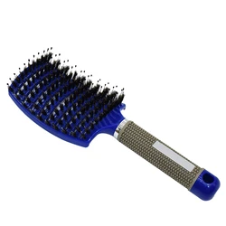 Professional Salon Hair Styling & Scalp Massage Brush with Nylon Bristles (Blue)