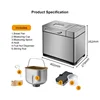 Household Stainless Steel Bread Maker Full Auto Intelligent Dough Fermentation Reservation 19in1 Lcd Toast Machine With a Window 6