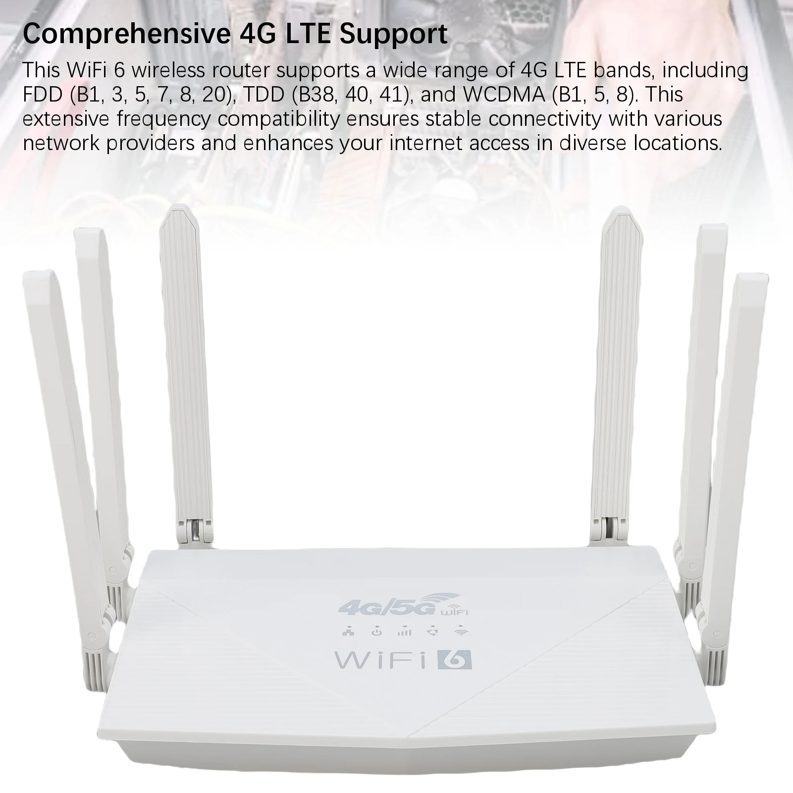Wireless Internet Router Wireless Router WiFi6 4G 5G CPE LTE 300Mbps 6 Antennae Wireless Internet Router with SIM Card Slot - 6