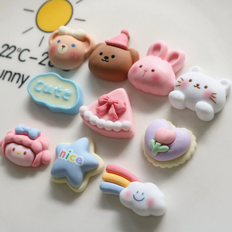 

10 Pcs New Cute Mini Cartoon Animal Rainbow Flatback Resin Cabochons Scrapbook Diy Party Jewellery Decor Crafts Accessories N44