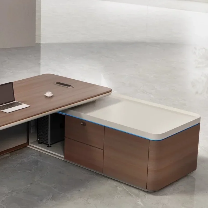 Scrivania Direzionale Moderna di Lusso per Casa, Scrivania da Ufficio a L con Cassetti in Offerta, Scrivania per Computer con Spazio di Archiviazione e Organizzatore per Scrivania - immagine 6