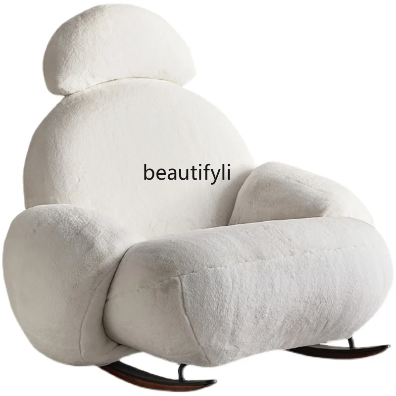 

Nordic Adult Sofa Simple Art Single Bedroom Balcony Leisure Chair Lazy Rocking Chair Living Room Modern chairs for bedroom