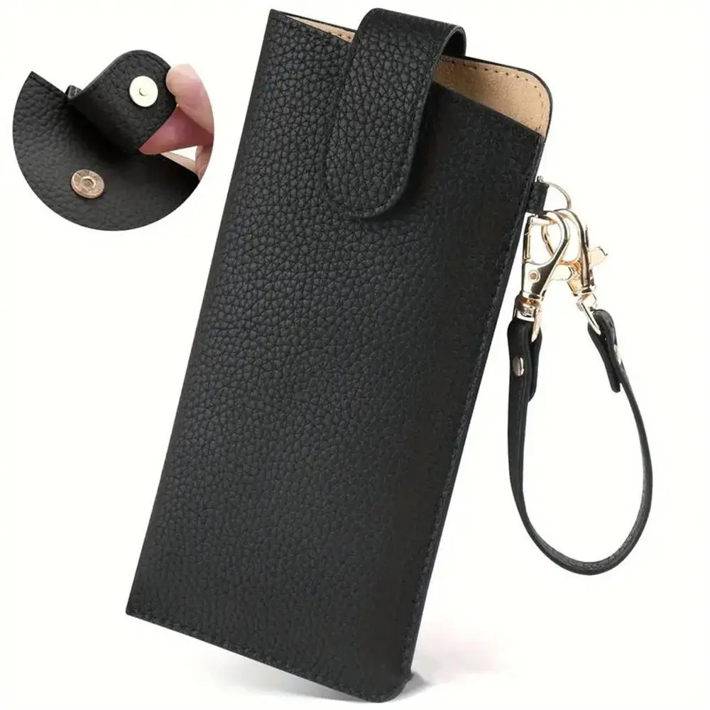 Lychee Pattern Water-Resistant PU Leather Eyewear Case - Durable & Easy to Maintain
