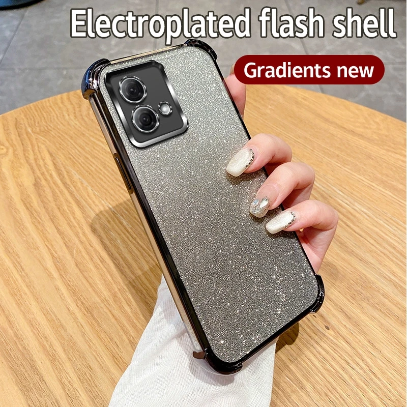 Glitter Plating Silicone Soft Case with Four-Corner Anti-Shock Protection for Motorola Moto G Series