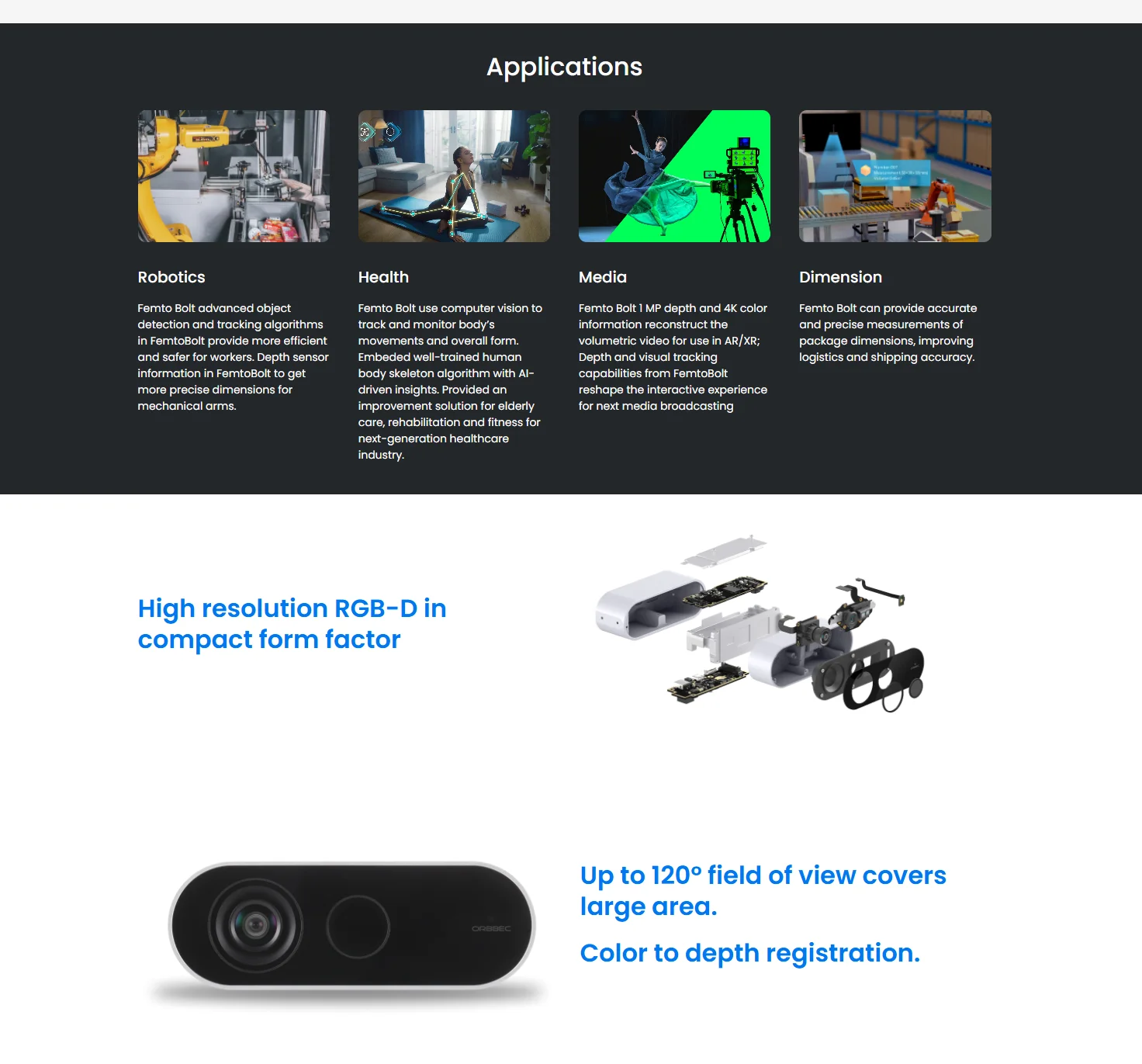 ORBBEC Femto Bolt depth camera, the officially recommended replacement product f