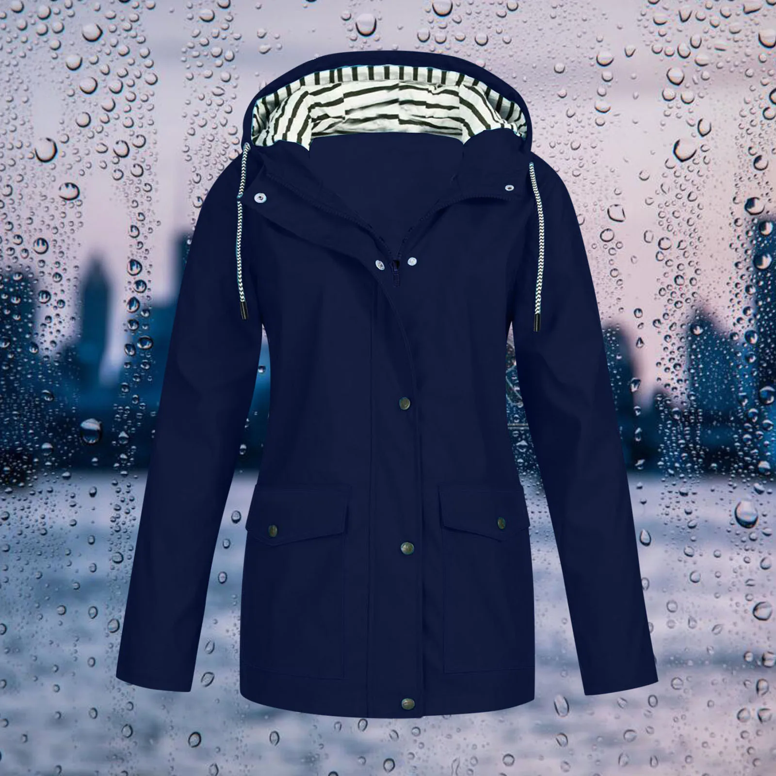 Spring Autumn Trench Coat For Women 2024 Casual Long Sleeve Hooded Medium Long Female Overcoat Plus Size Windbreaker Black Coats