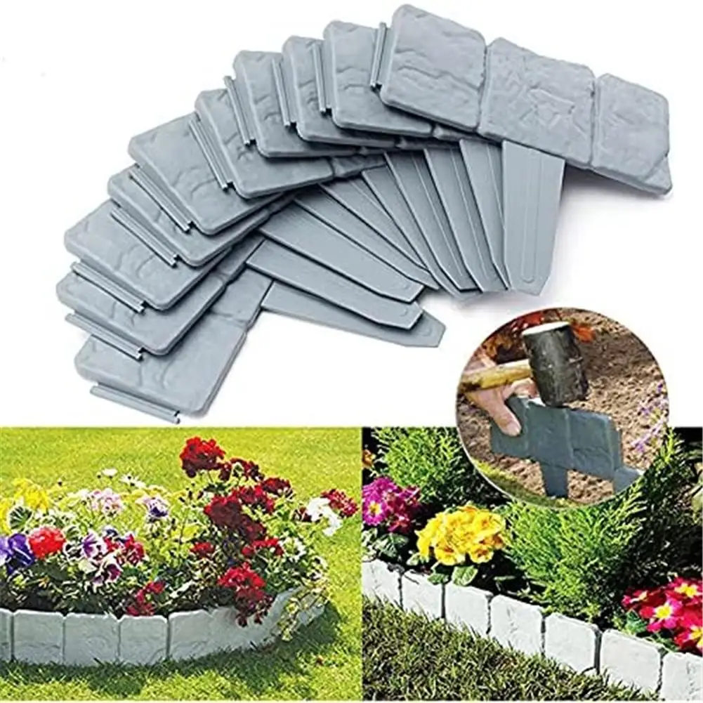 Description Picture 2 of item10/20pcs Garden Fence Imitation Stone Plant Support Stake Outdoor Landscape Edging Decorative Border Garden Plant Accessories