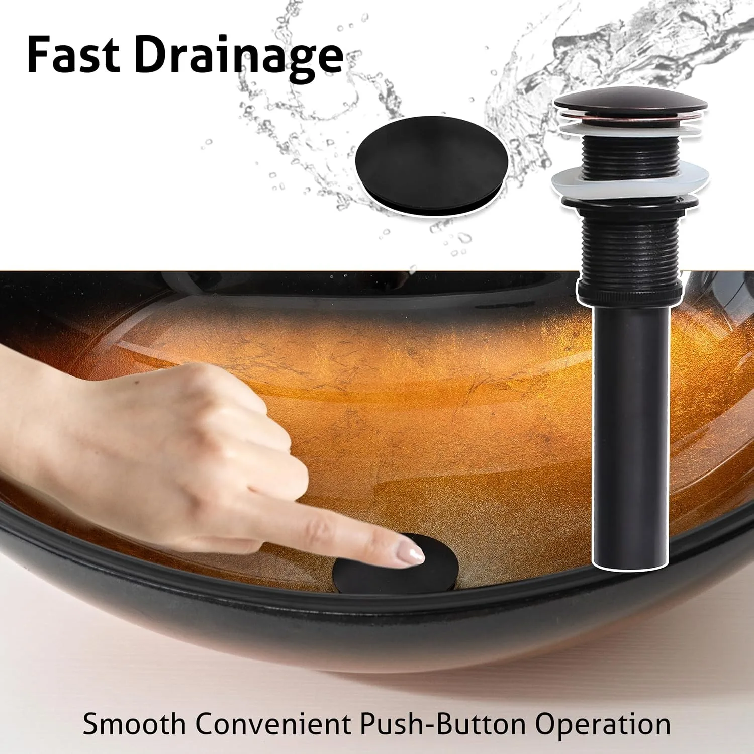 21.5" Bathroom Vessel Sink Artistic Single Brown Boat Glass Basin Countertop Bowl Sink for Lavatory Vanity Cabinet 4