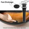 21.5" Bathroom Vessel Sink Artistic Single Brown Boat Glass Basin Countertop Bowl Sink for Lavatory Vanity Cabinet 4
