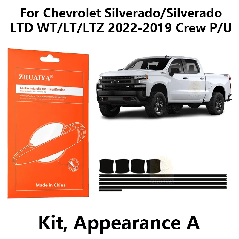

Защитная пленка для края дверной ручки, защитная пленка из ТПУ для Chevrolet Silverado/SilveradoLTD WT/LT/LTZ 2022-2019 Crew P/U
