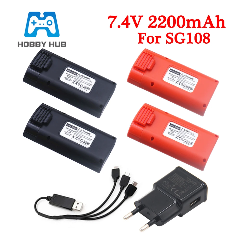 

Original 7.4V 2200mAh Lipo Battery With Charger Set For SG108 SG-108 Drone RC Quadcopter Spare Parts For SG108 SG-108 Battery