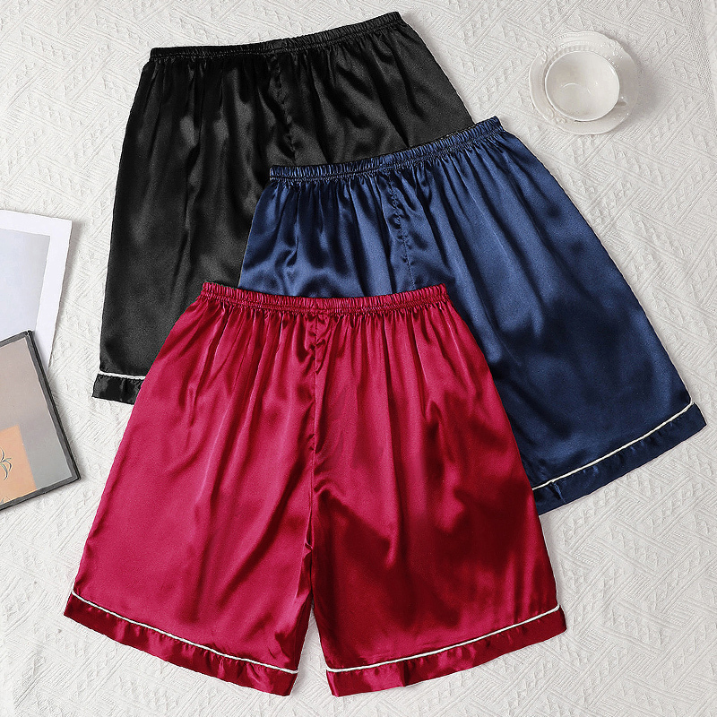 3pcs Men's Casual Loose Thin Ice Sliky Fiber Fabric Comfortable Shorts Summer Pajama Shorts Men's Ice Sliky Fiber Fabric Shorts