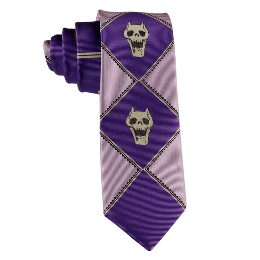 Anime JoJo Tie Kira Yoshikage Halloween Cosplay Costume Accessories KILLER QUEEN Skull Heavens Door Necktie