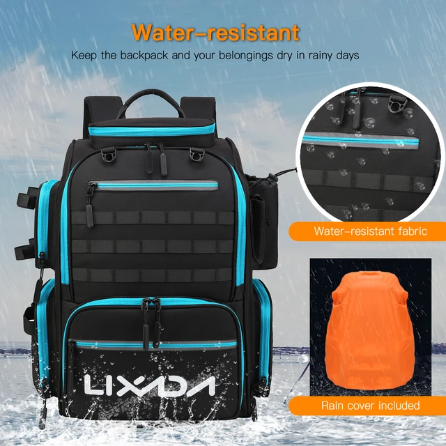 Zaino Per Pesca AUMTISC Con 4 Vassoi - Impermeabile, Tante Tasche, Per Escursioni E Barca