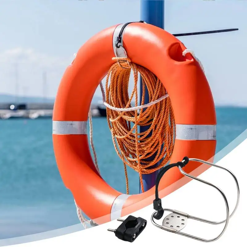 Life Ring Bracket Adjustable Stainless Steel Life Buoy Bracket Wear-Resistant Buoy Mount Multipurpose Holder