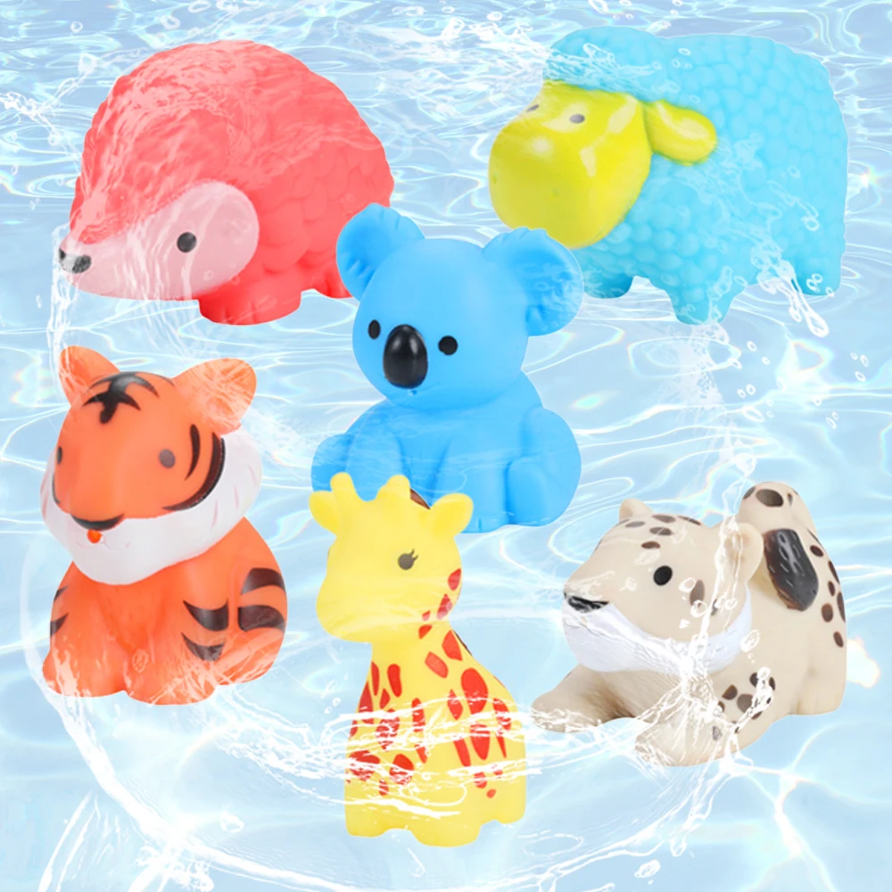 Baby Bath Toys Cute Sea Animals Preschool Toy Colorful Soft Rubber Float Squeeze Sound Swimming Water Play bath Toy for Kid Gift 1