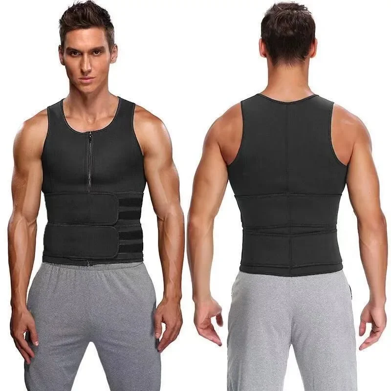 Men's Body Shaper body shaper waist trainer slimming vest compression sports vest compression sports top sweat sauna suit Waist Trainer Sauna Vest Double Belt Sweat Shirt Corset Top Abdomen Slimming Shapewear Fat Burn Fitness Suits