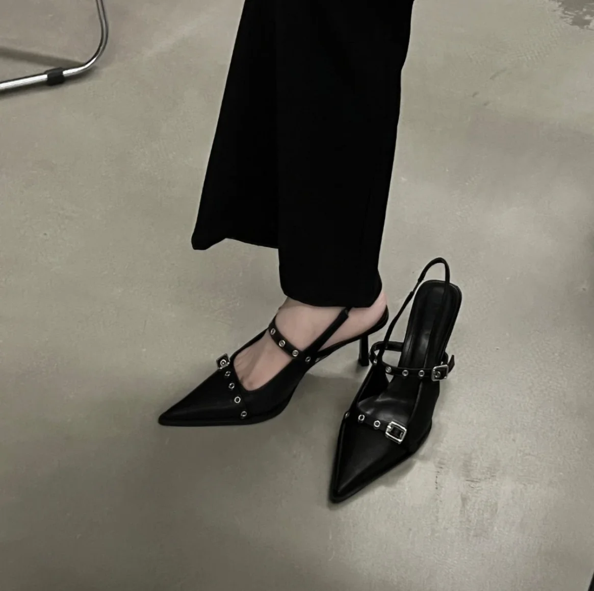 2023 Summer New Brand Women Sandal Fashion Pointed Toe Shallow Buckle Ladies Dress Slingback Sandals High Heel Mules_voghion.com