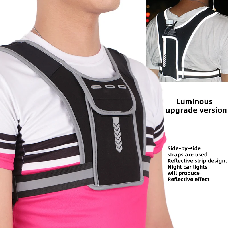 Reflective Vest High Visibility Bike Motorcycle Night Safety Riding Soft Vest Bag Multi Pockets Adjustable Running Sports Bag reflective safety vest