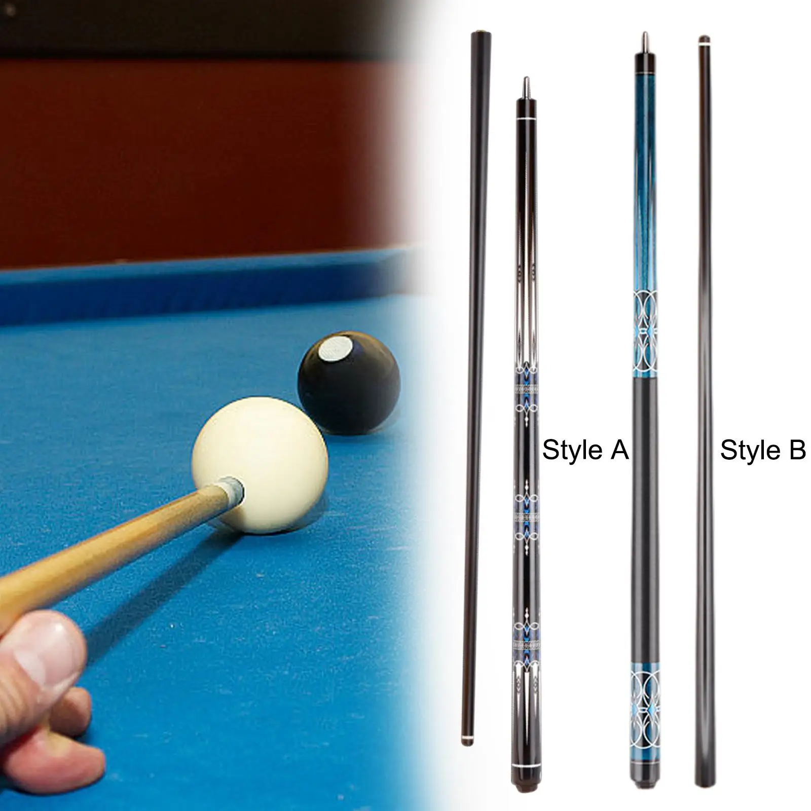 Pool Cue Carbon Fiber Nine Ball Pool Cue Portable Segmented Full Size 58inch Billiard Cue for Adults Beginners Practice Training