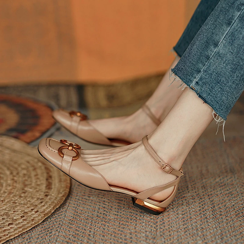 Fashion Women Sandals Elegant Casual Shoes for Woman 2022 Slip On Ladies Flats Office Party Square Heels Sandals Zapatos Mujer