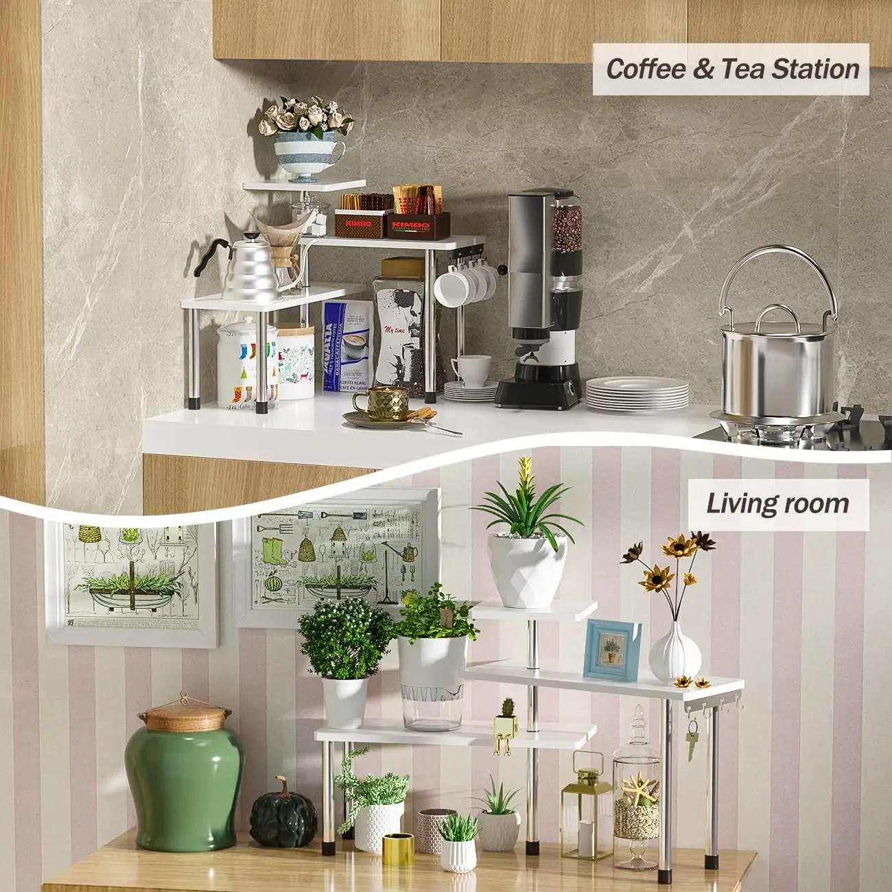 Bathroom Counter Organizer Corner Shelf – Bathroom Organization Bamboo 3 Tier Spice Rack Makeup Organizer Bookshelf Space Saving 4