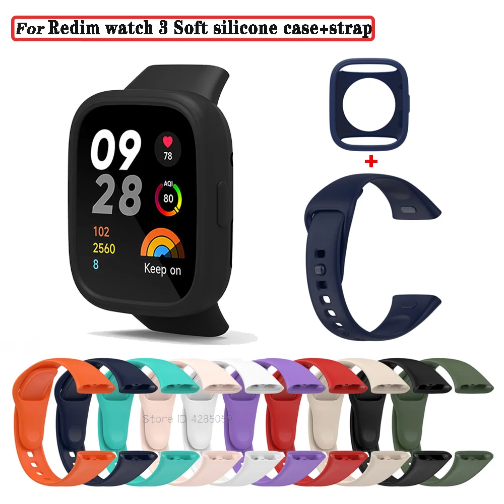 

Silicone Strap +Protective Cover For Redmi Watch 3 Wrist Strap Bracelet For Xiaomi Mi watch lite3 Wristband Replacement Bumper