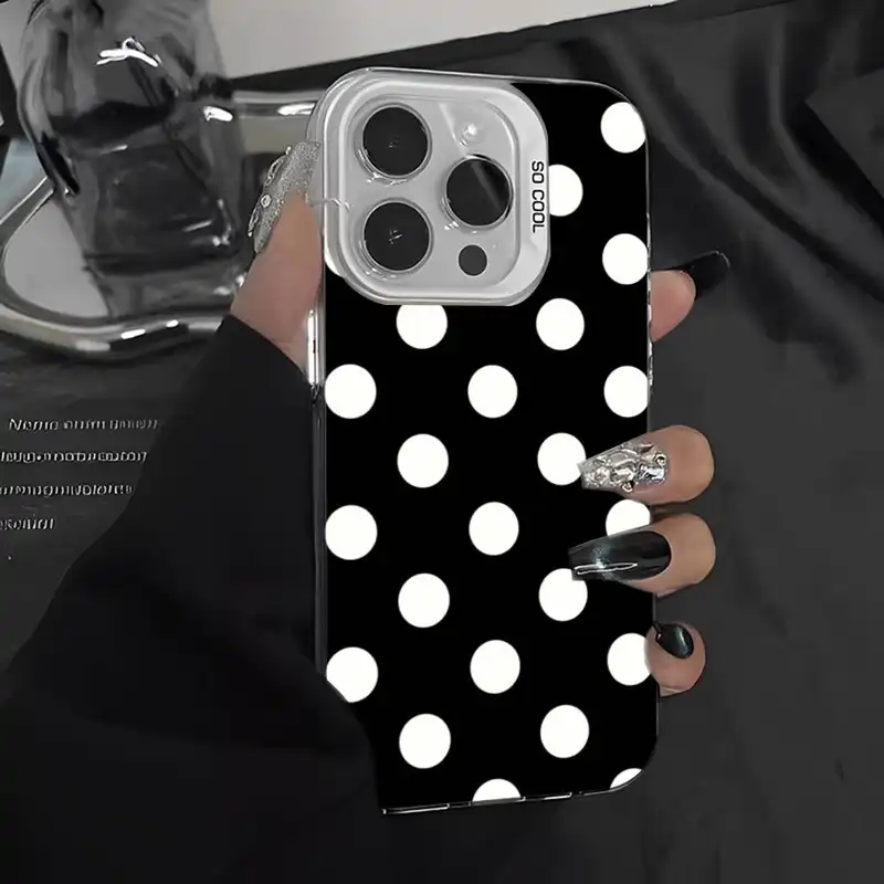 Simple Black White Polka Dot Phone Case For iPhone 16 15 14 13 12 11 Pro Max 17 Plus Colorful Cover - Image 16