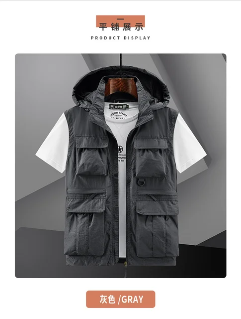 Gilet Da Lavoro Uomo Multitasche - Senza Maniche In Cotone E Poliestere | Grigio O Arancione | Taglie S-XXXL - Foto 2